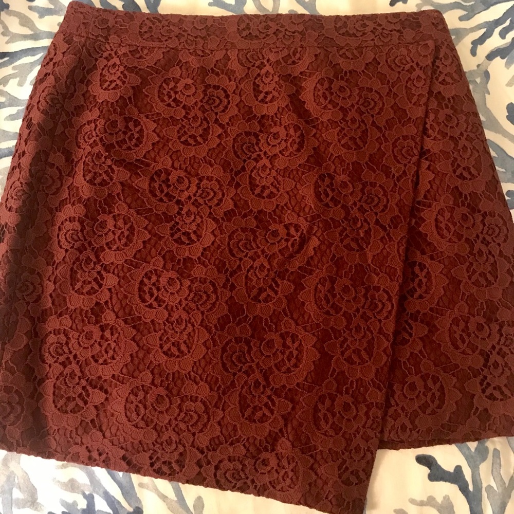 Burgundy madewell lace print skirt